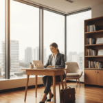 Entrepreneur analysant des documents financiers dans un bureau